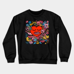 doodle valentine romance Crewneck Sweatshirt